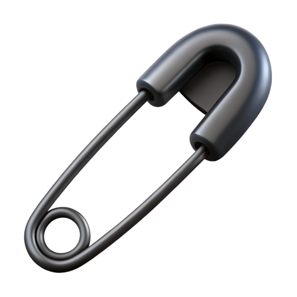 captivating peaceful futuristic Concept art style, isolated cutout of a single matte black safety pin, closed with Transparent Background handcrafted png
