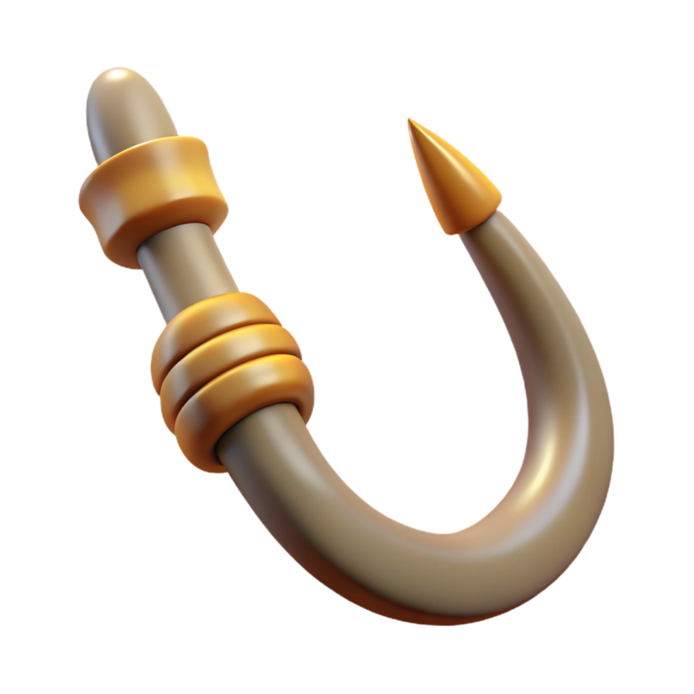 elegant victorian Concept art style isolated cutout professional render of a tribal hunter's bone fish hook with Transparent Background crisp png