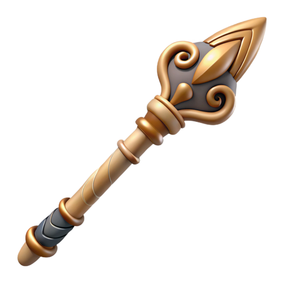 exemplary baroque Concept art style, isolated cutout of a single tribal ceremonial staff carved with intricate patterns with Transparent Background masterfully captured png