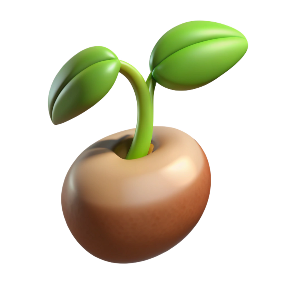 alluring distinctive Concept art style professional render isolated cutout of a sprouting bean seed, emerging root and stem, detailed texture, with Transparent Background png