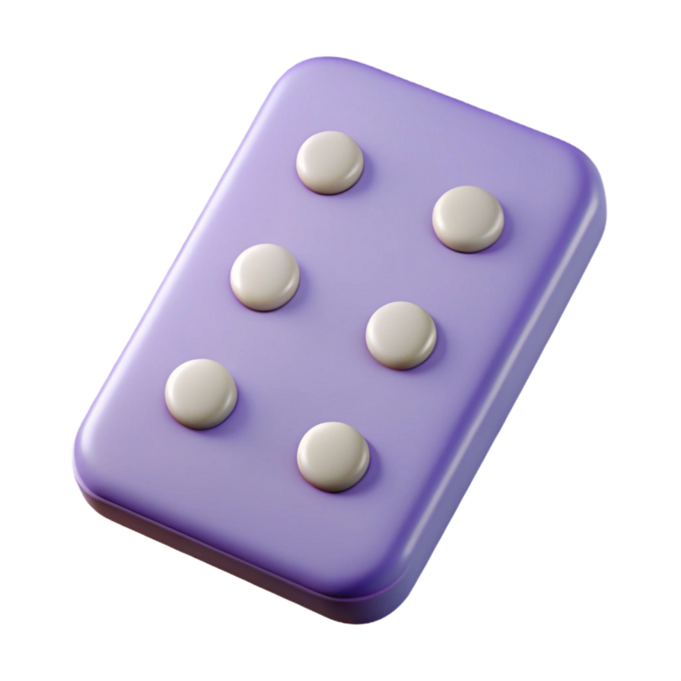 acclaimed geometric Hyper-specific, isolated cutout of a single domino tile, double six with Transparent Background elite png