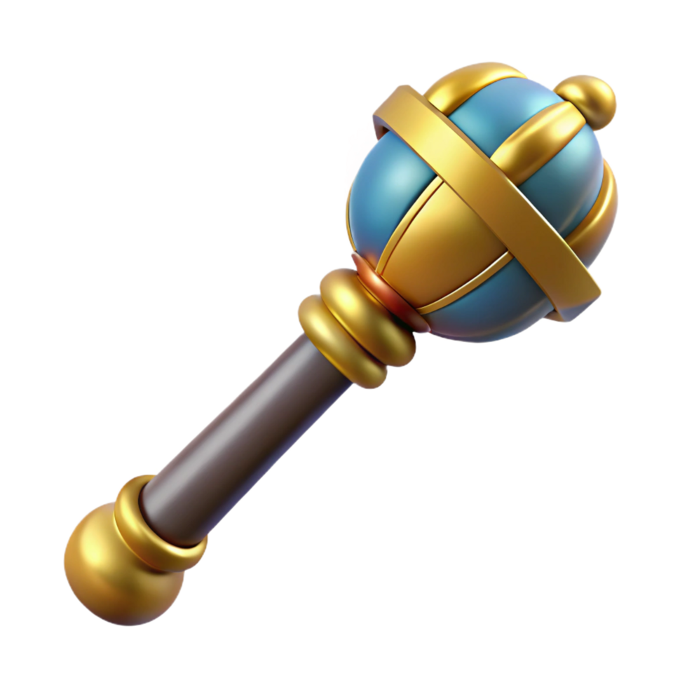dazzling unparalleled Ultra-detailed, hyper-specific, photorealistic render of a single Egyptian flail, ceremonial, isolated cutout with Transparent Background png