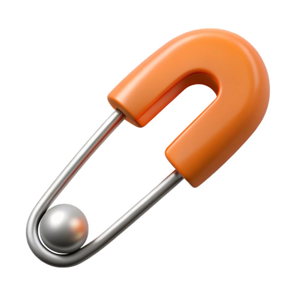 exquisite abstract Professional render, isolated cutout, single safety pin, closed, hyper-specific with Transparent Background masterfully captured png