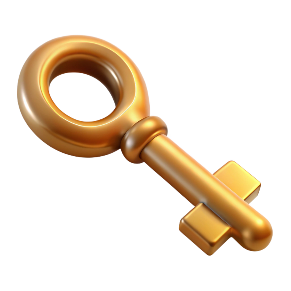 dreamy vibrant Professional render of a single antique skeleton key, hyper-specific, isolated cutout with Transparent Background ultra HD png
