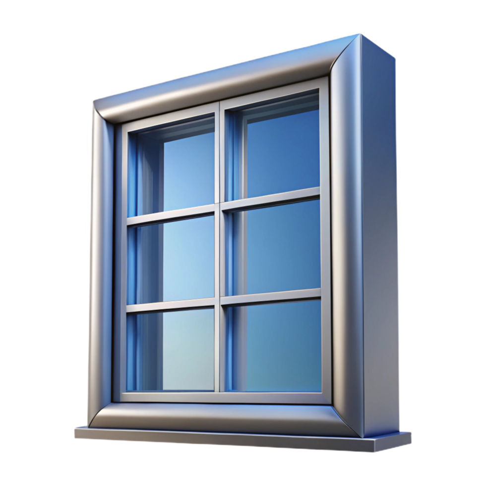 breathtaking dramatic industrial Hyper-specific, professional render of a single, modern casement window frame, aluminum with Transparent Background premium png