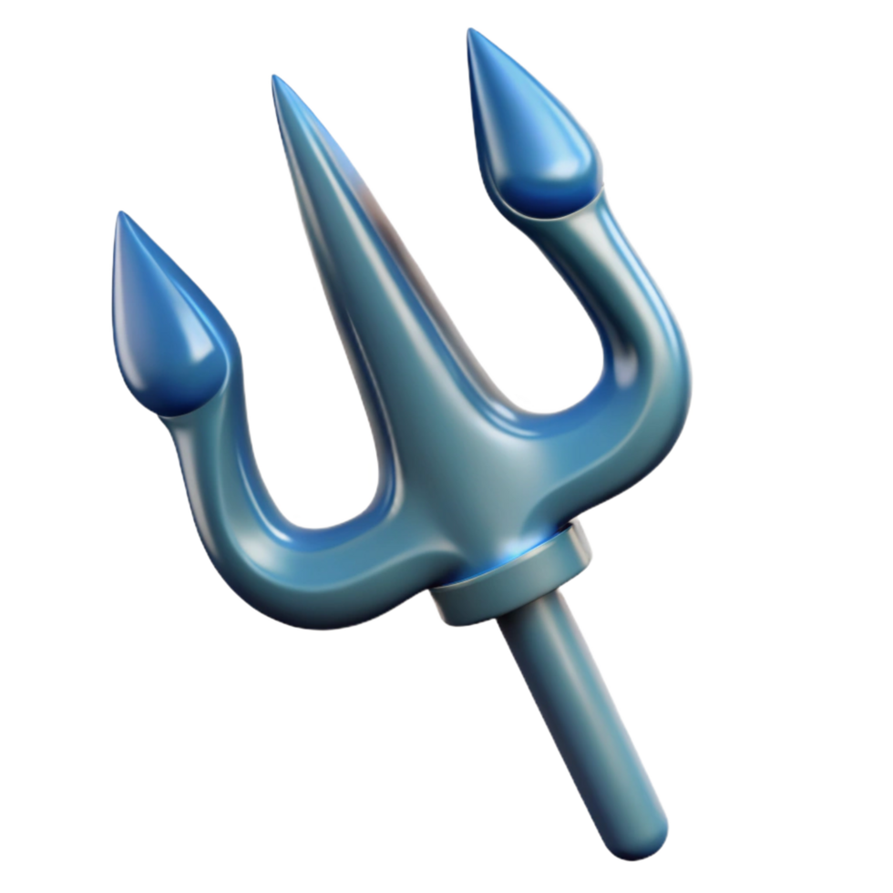 acclaimed baroque Hyper-specific, isolated cutout Photorealistic render Single Poseidon's Trident, dripping seawater with Transparent Background 4K png