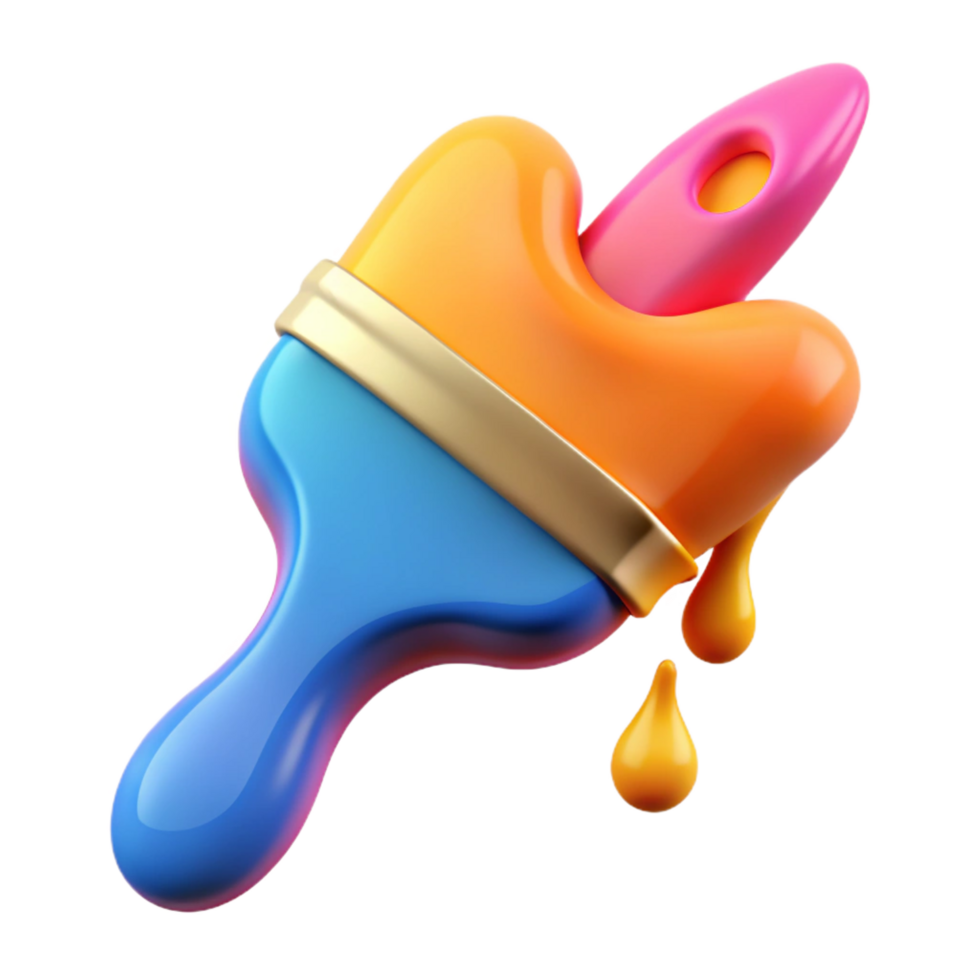 dreamy striking A paintbrush, dripping with vibrant paint with Transparent Background premium png