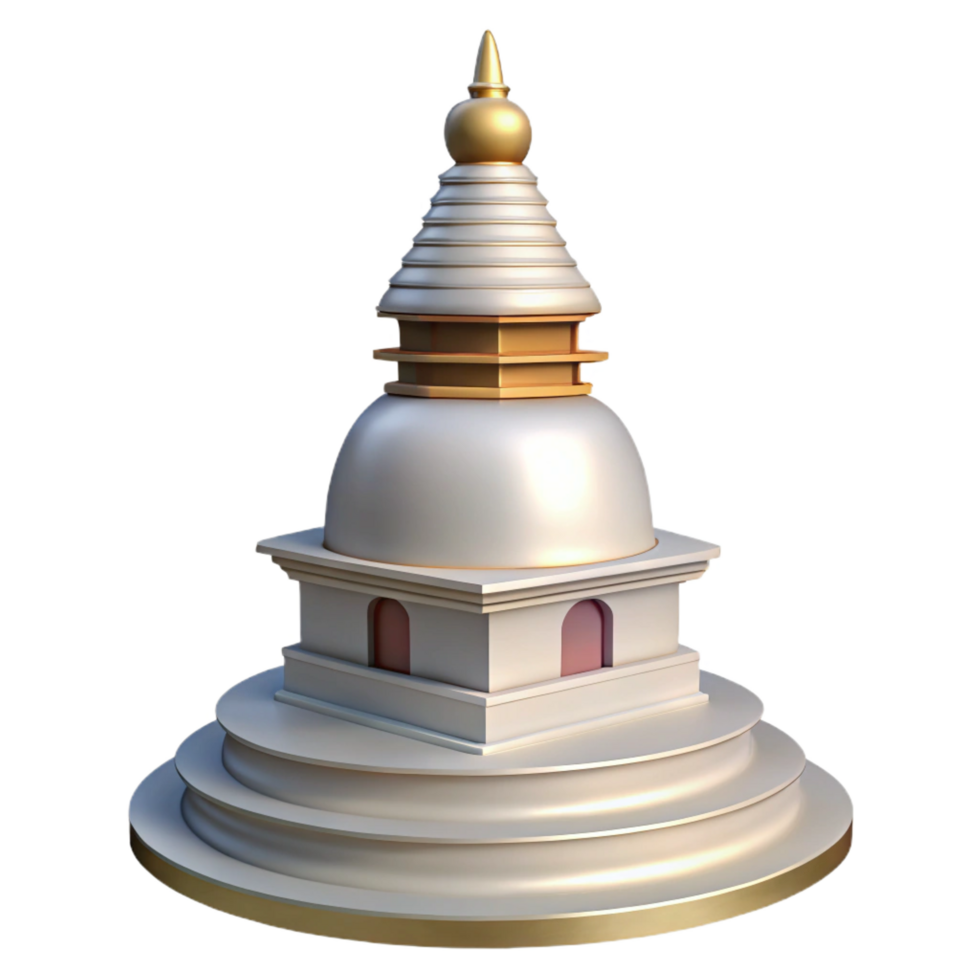breathtaking dreamy geometric Stupa Buddhist monument architectural detail with Transparent Background perfect clarity png