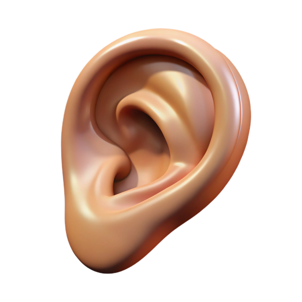 dramatic dramatic art deco A single, stylized human ear with Transparent Background refined png