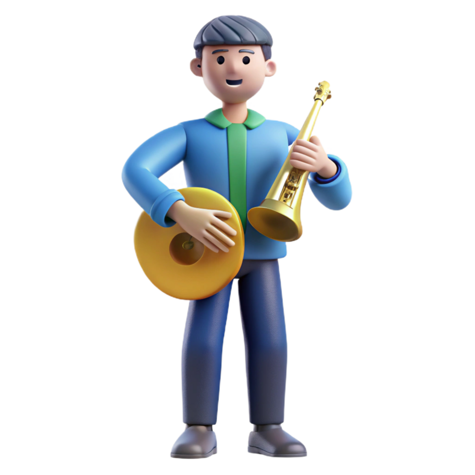 alluring modern Musician holding instrument, music portrait, with Transparent Background fine detail png