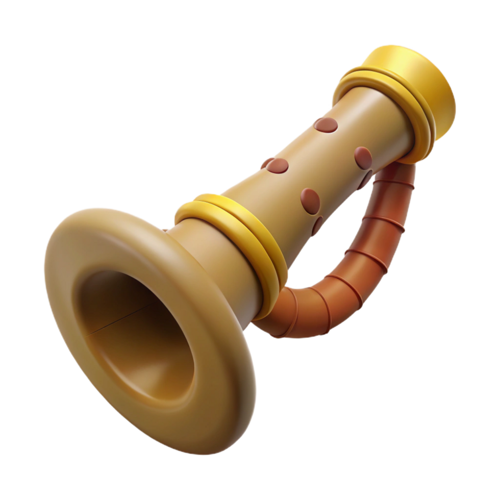 alluring joyful classic Concept art style, isolated cutout of a single tribal wind instrument made of bone with Transparent Background perfect clarity png