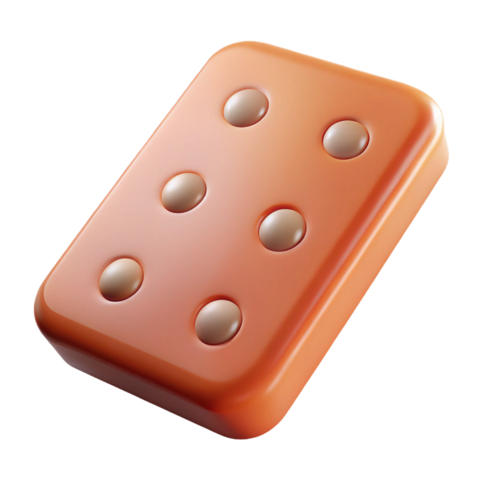 coveted mid-century Professional render, hyper-specific, isolated cutout of a single, domino tile with Transparent Background museum quality png