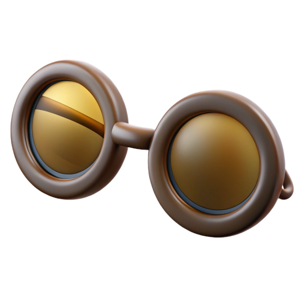distinctive mid-century Photorealistic, hyper-specific professional render of a vintage pair of spectacles with round lenses with Transparent Background refined png