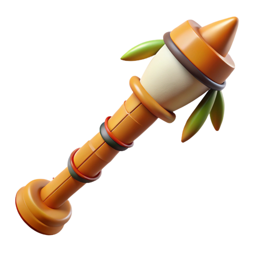 beautiful joyful retro Concept art style isolated cutout of a tribal blowgun made of bamboo with Transparent Background ultra HD png