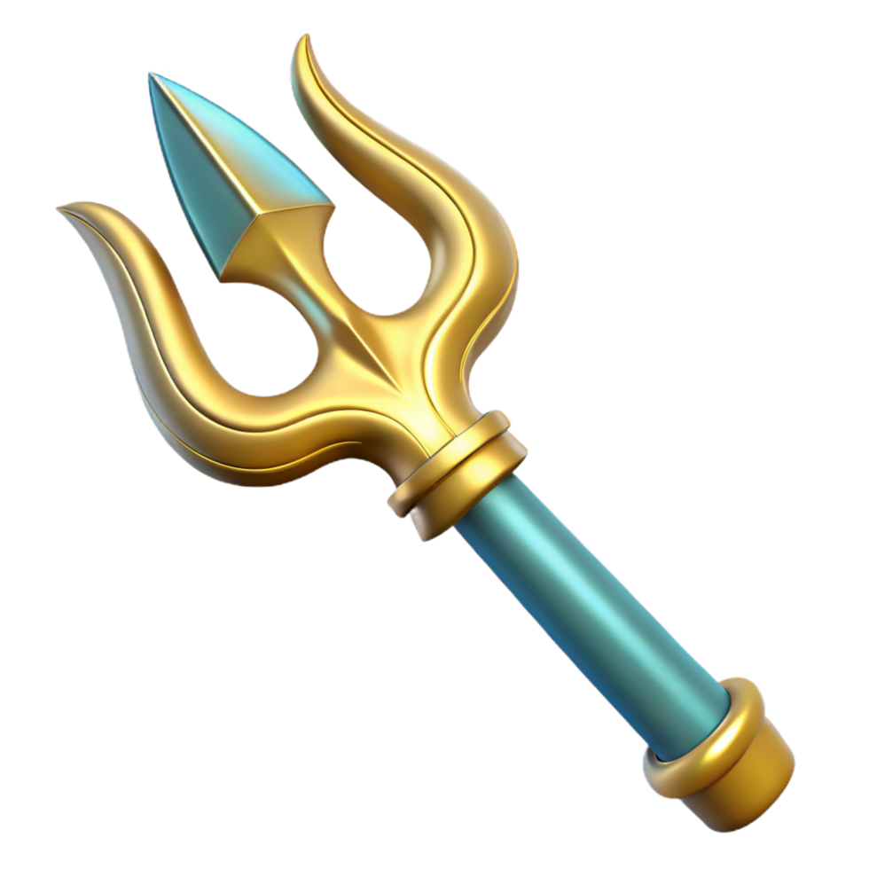 acclaimed gothic Poseidon's Trident, ornate and powerful, with Transparent Background top-tier png
