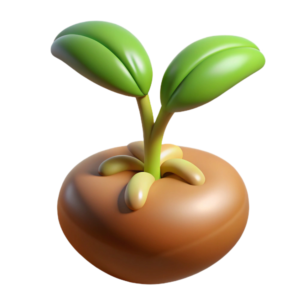 distinguished minimalist Germinating seed with root visible with Transparent Background impeccable png