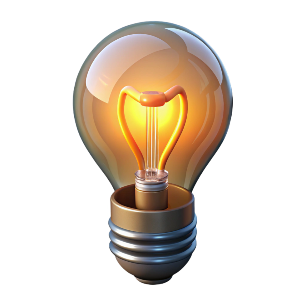 dazzling futuristic A lightbulb, glowing filament, Edison style with Transparent Background handcrafted png