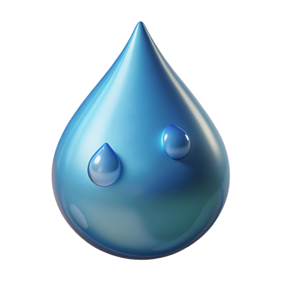 dazzling unforgettable Photorealistic, ultra-detailed isolated cutout of a single, levitating, water droplet with internal air bubbles with Transparent Background png