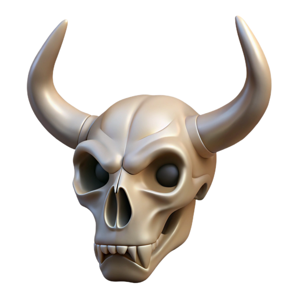 acclaimed avant-garde Professional render, hyper-specific, isolated cutout of a single Minotaur skull, horned with Transparent Background high resolution png