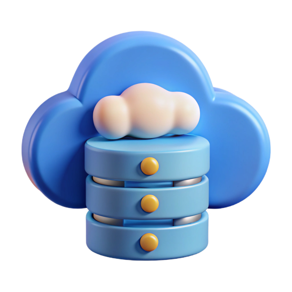 calm glorious Cloud computing data storage icon with Transparent Background sharp png