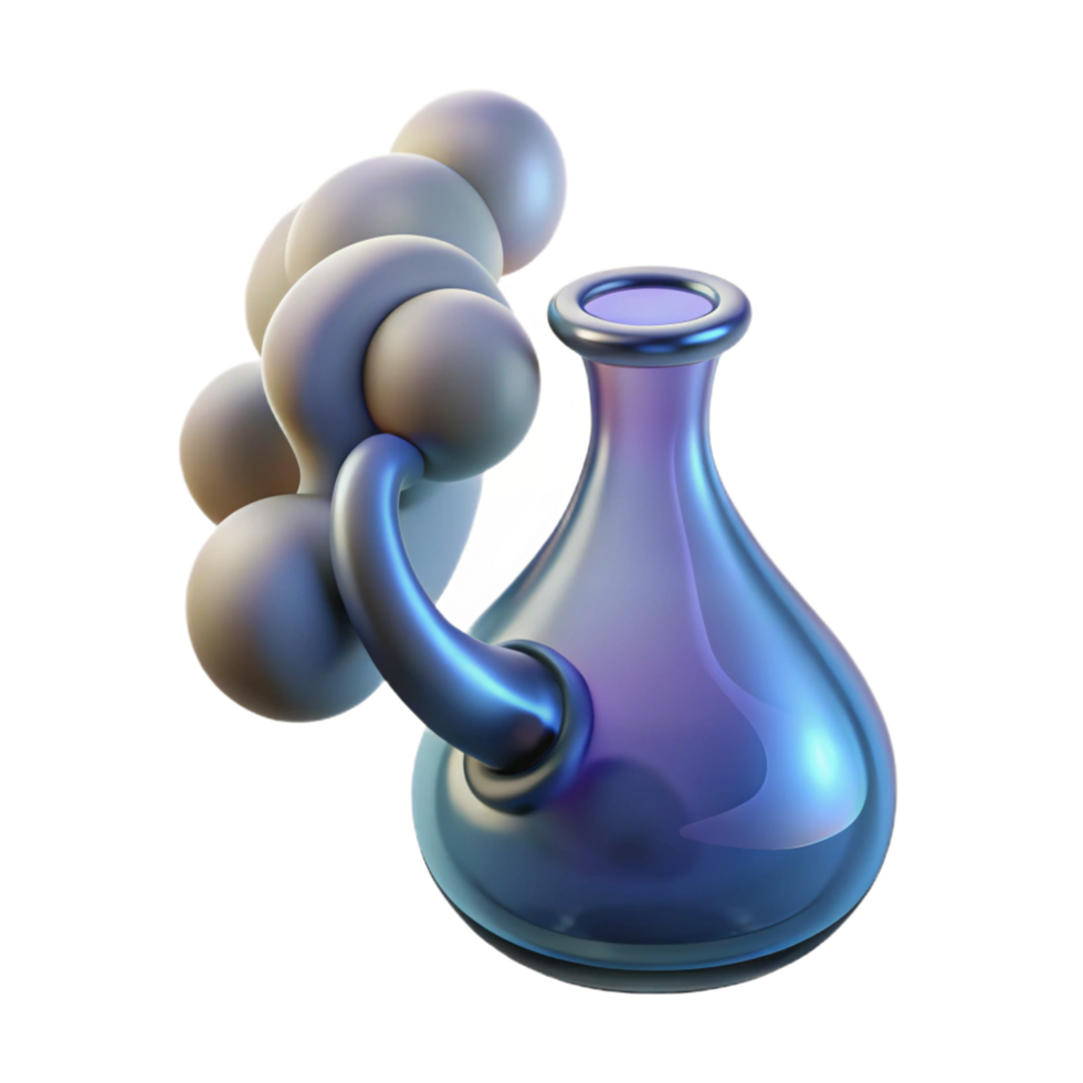 celebrated traditional Photorealistic, hyper-specific render of a single, isolated cutout, transparent glass Klein bottle filled with swirling smoke with Transparent Background masterfully captured png
