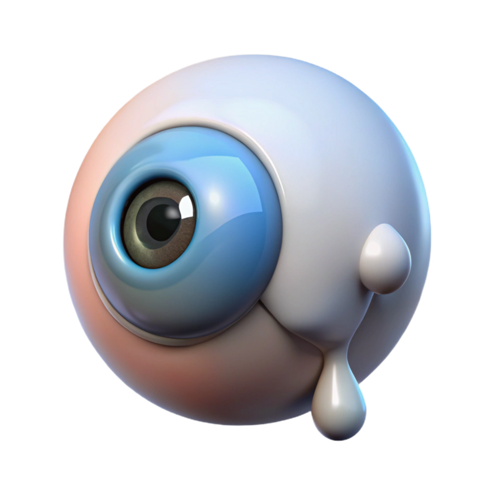 beautiful avant-garde Hyper-specific, professional render of a single, isolated cutout of a floating, disembodied human eye crying tears of molten silver with Transparent Background sharp png