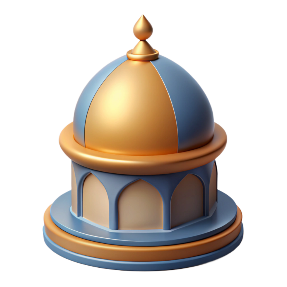 dramatic memorable Mosque dome architectural element with Transparent Background png
