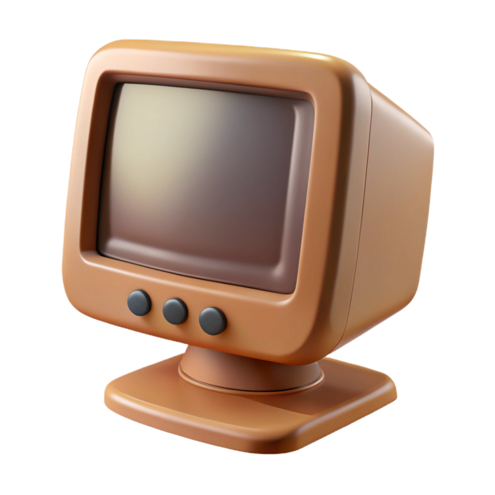 dramatic breathtaking Photorealistic, isolated cutout of a single vintage computer monitor, hyper-specific CRT screen curvature, ultra-detailed with Transparent Background sharp png