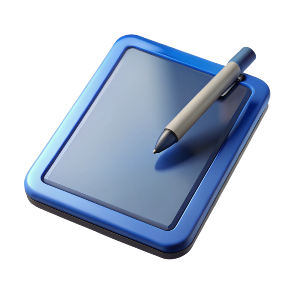 dramatic organic Tablet computer with stylus pen with Transparent Background detailed png