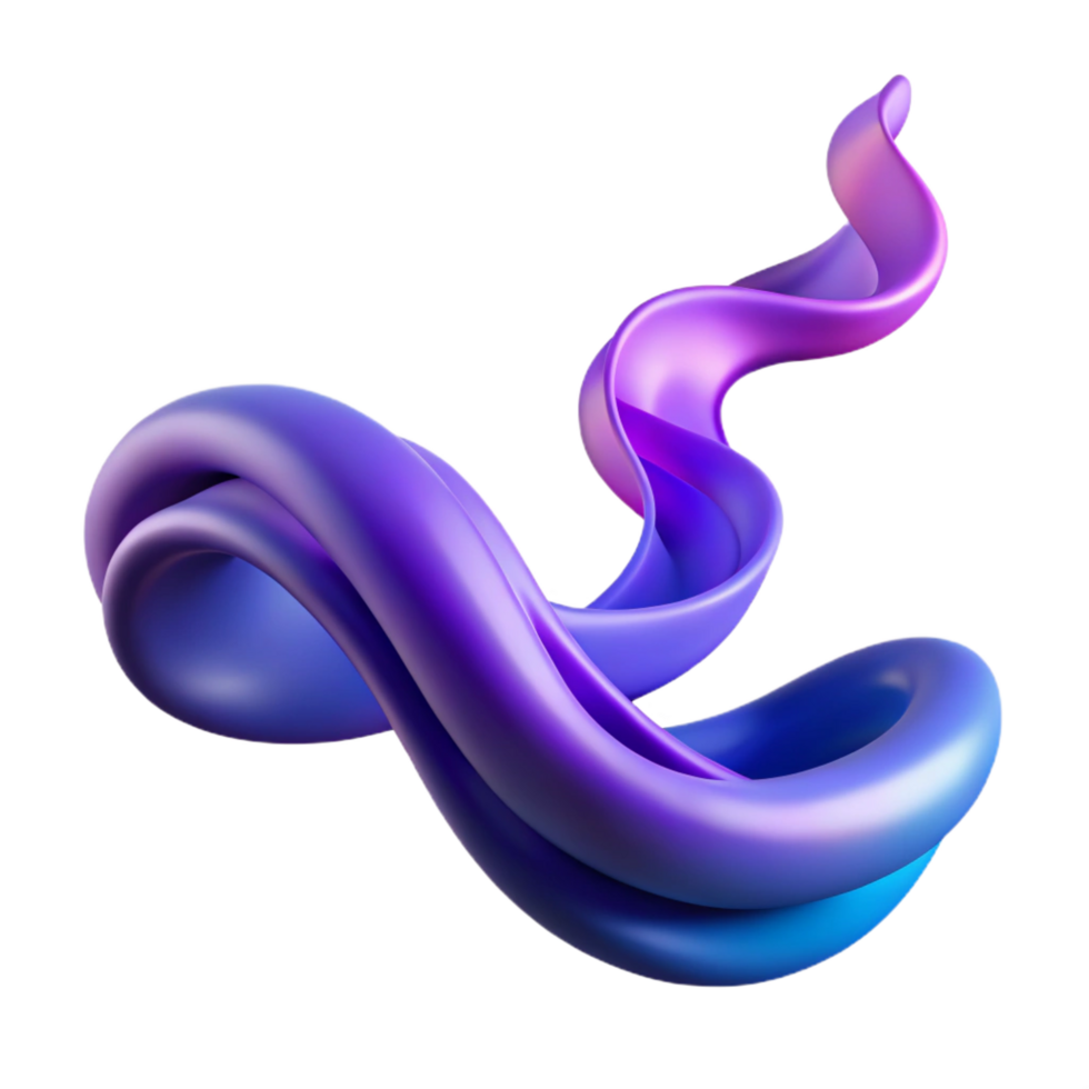dramatic breathtaking A flowing ribbon of smoke in shades of purple and blue with Transparent Background genuine png