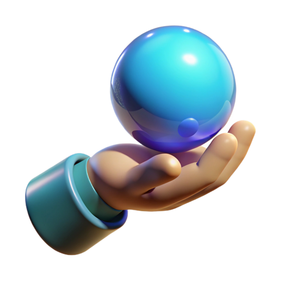 beautiful inspired A stylized hand holding a glowing orb, with Transparent Background png