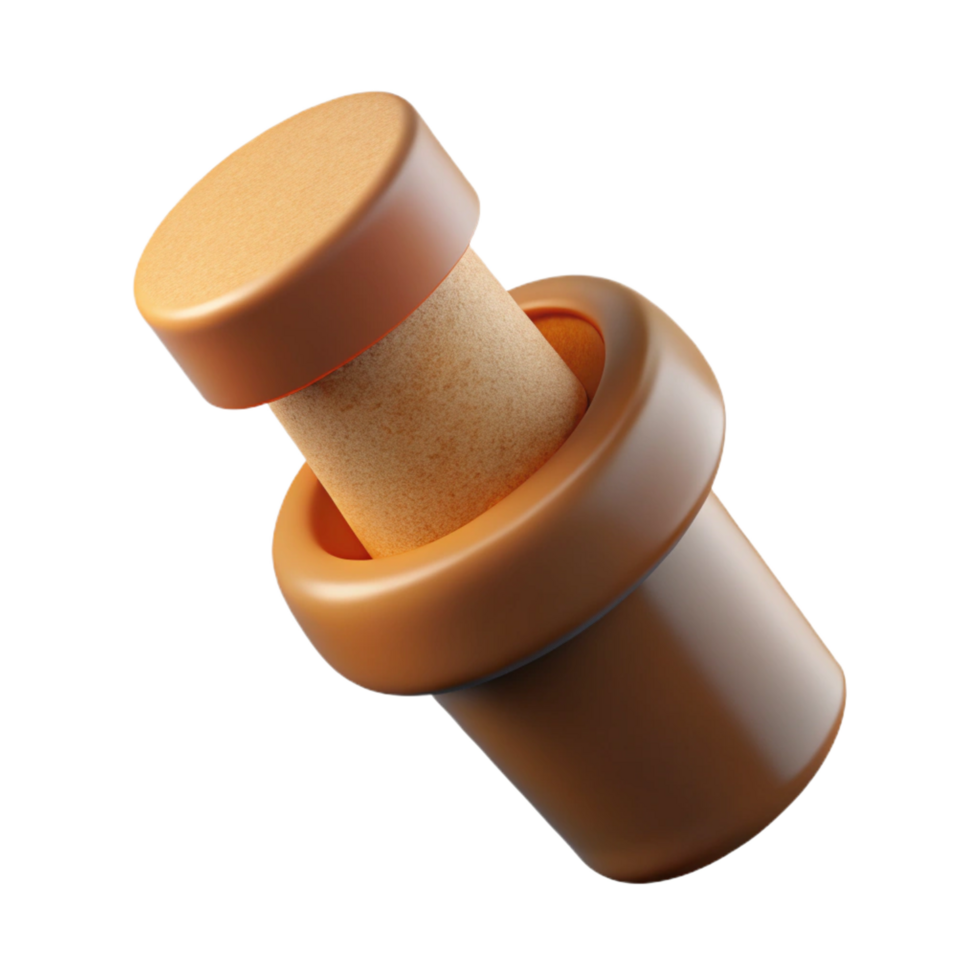 captivating exceptional Hyper-specific, professional render of a single cork bottle stopper Isolated cutout with Transparent Background png