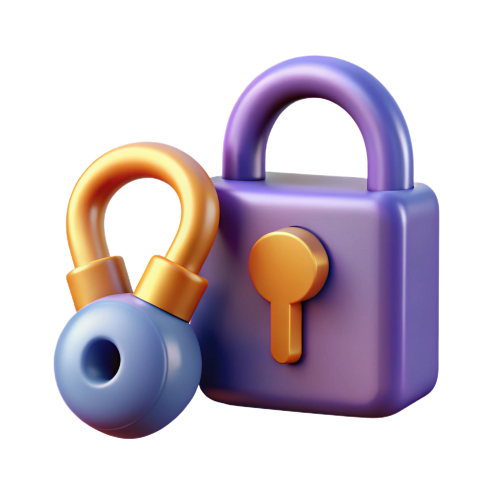 distinguished creative A stylized lock and key, abstract and symbolic with Transparent Background detailed png
