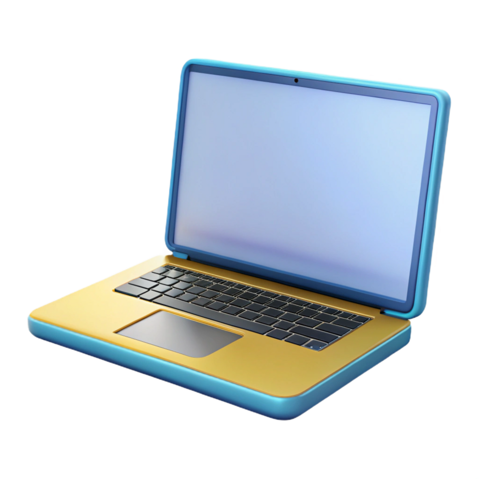 beautiful memorable Laptop computer with blank screen with Transparent Background png