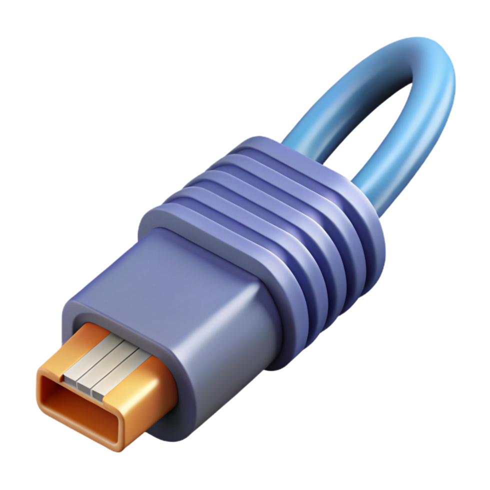 beautiful tranquil elegant Hyper-specific, ultra-detailed, professional render of a single, fiber optic cable connector, isolated cutout with Transparent Background impeccable png