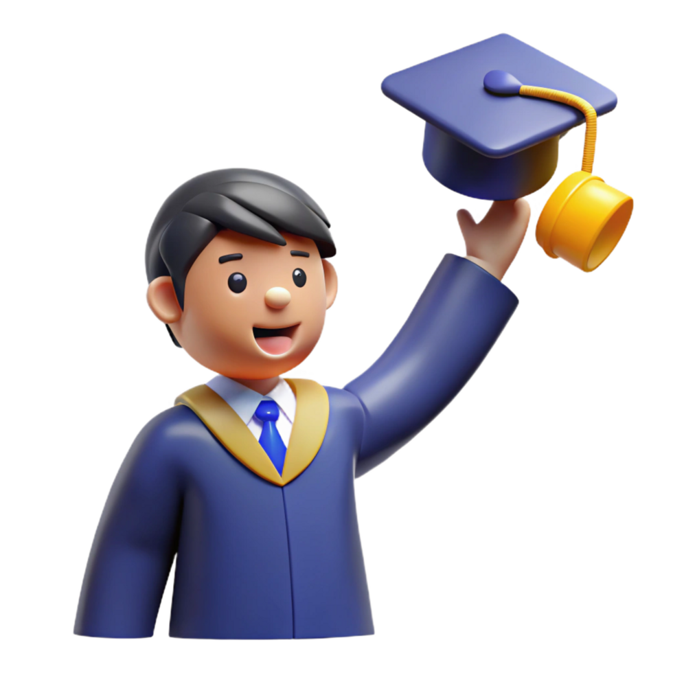 acclaimed urban Graduate throwing their cap in the air, with Transparent Background flawless png