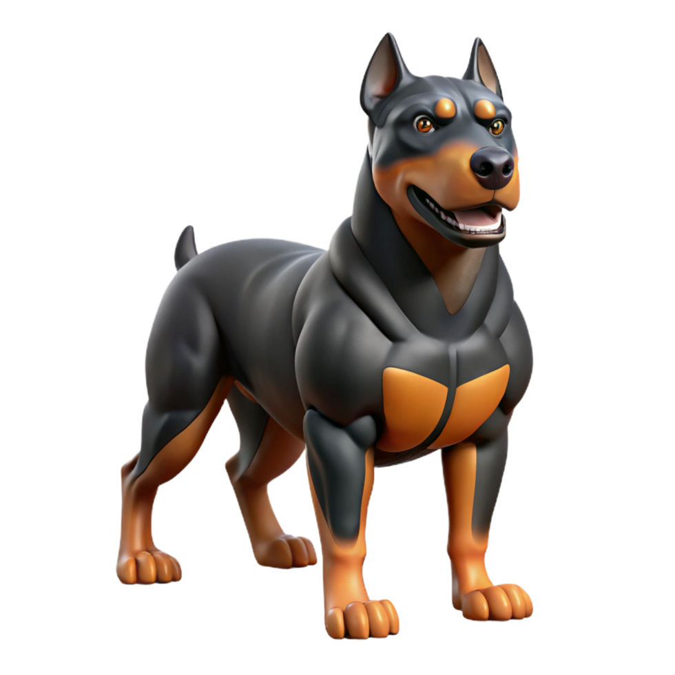 coveted art deco Rottweiler, muscular, powerful, attentive with Transparent Background premium png