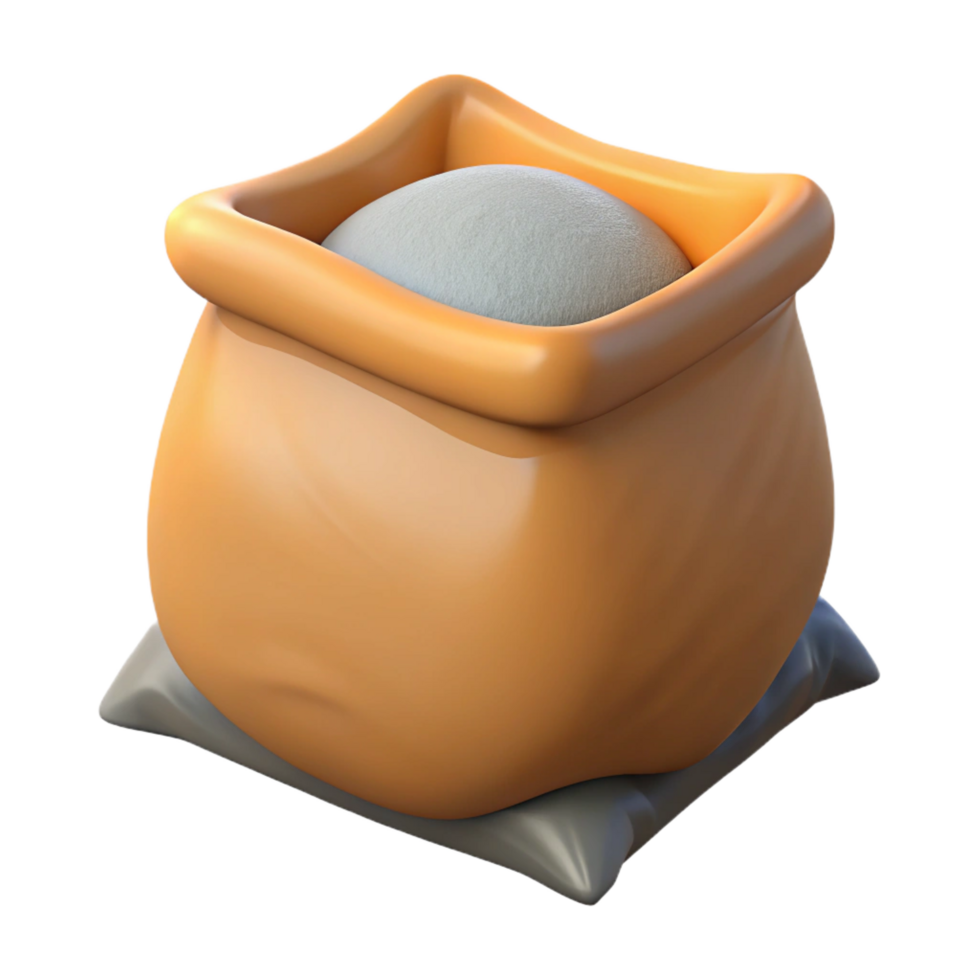 dramatic alluring Hyper-specific, professional render of a single, bag of cement, unopened with Transparent Background luxury png