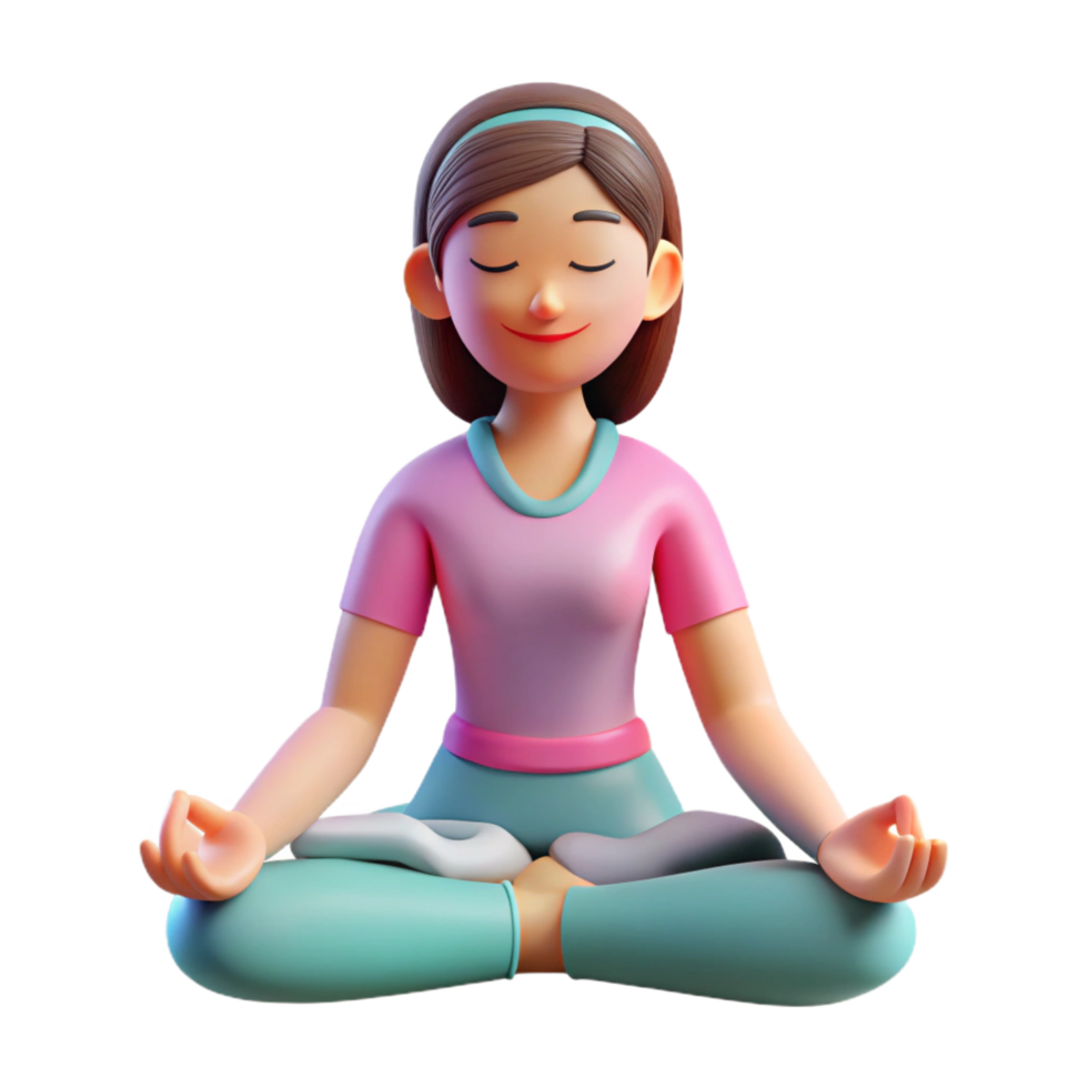 alluring organic Woman meditating in a yoga pose, with Transparent Background refined png