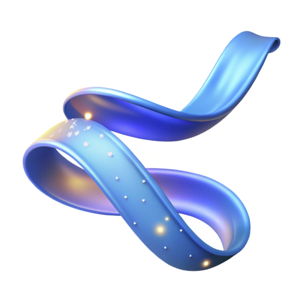 dazzling abstract Concept art style, isolated cutout of a single, flowing, ribbon of light with shimmering particles with Transparent Background handcrafted png
