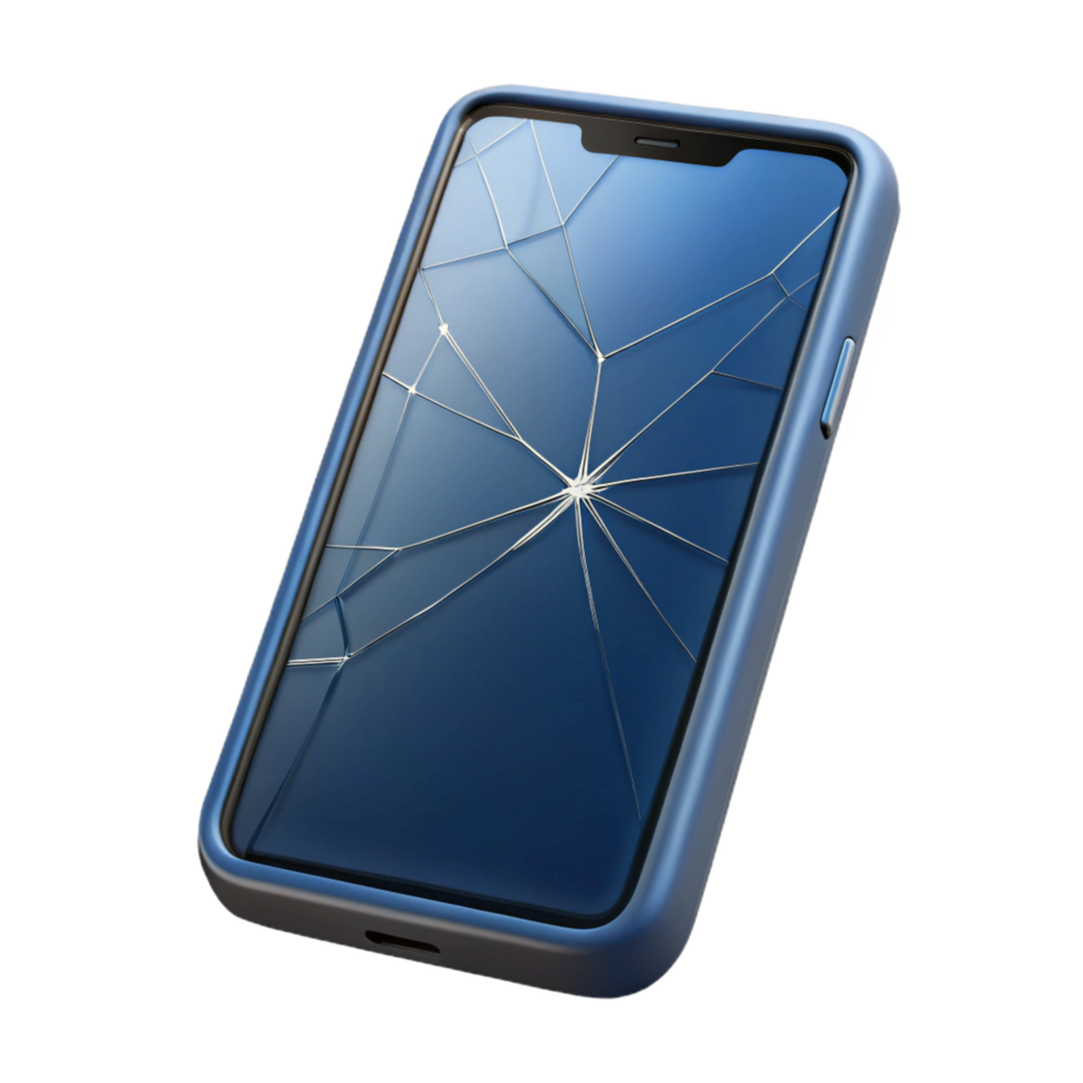 energetic extraordinary Smart phone with cracked screen with Transparent Background perfect clarity png