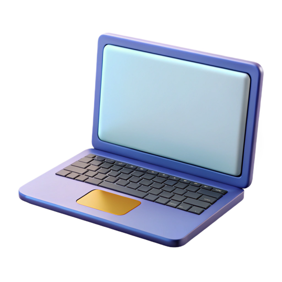 alluring ethereal surreal Laptop, open with blank screen, with Transparent Background precision png