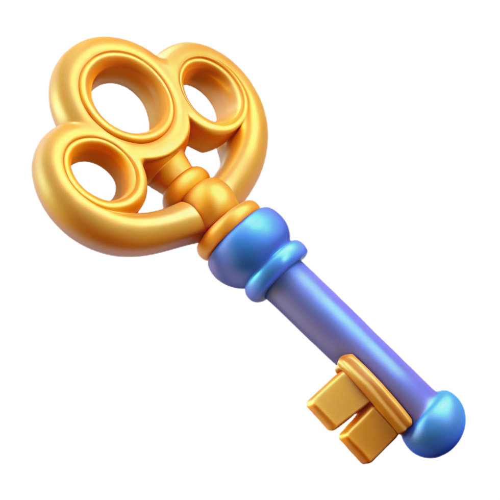 elegant inspired A single, stylized key, ornate and detailed with Transparent Background png