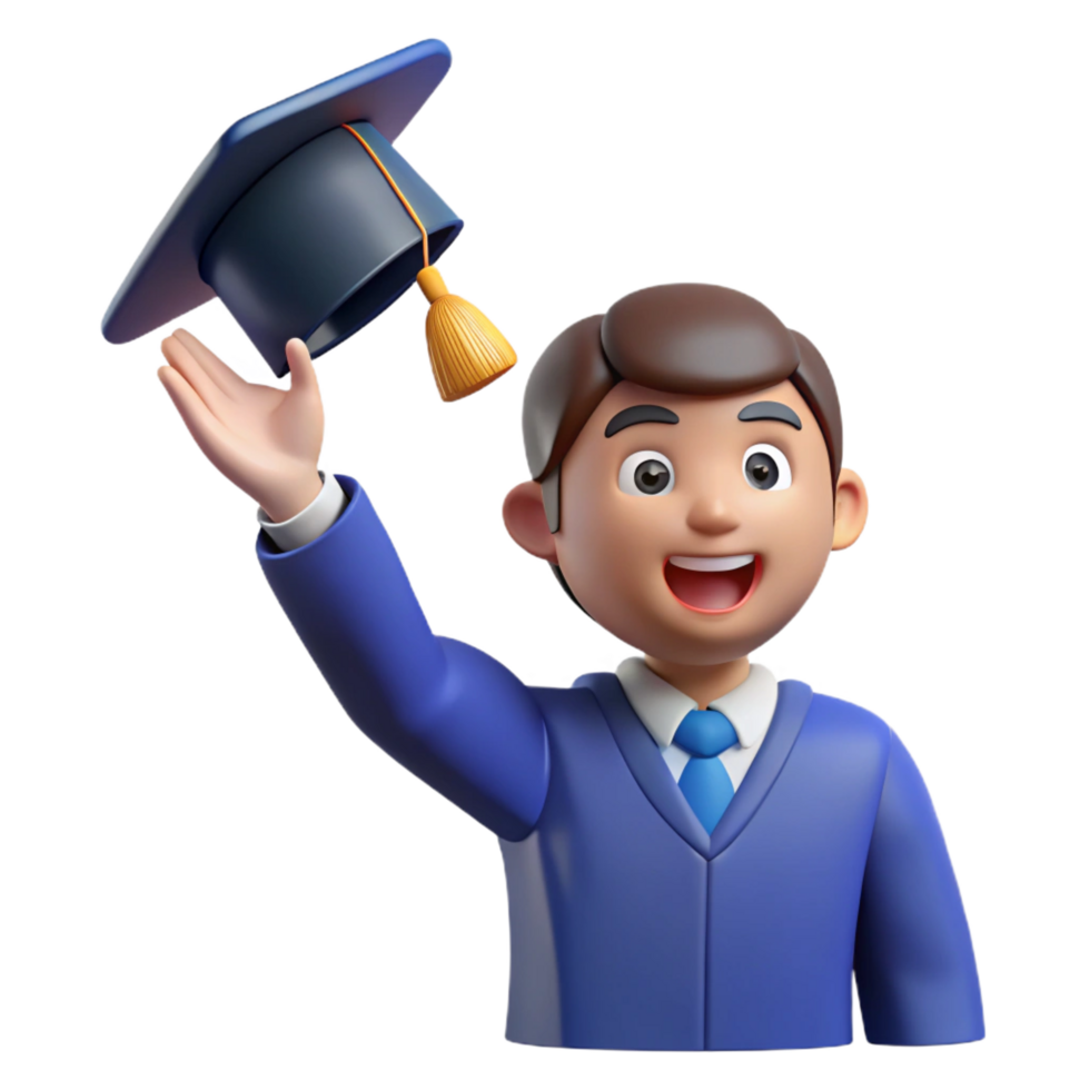 distinguished modern Graduate throwing their cap in the air, with Transparent Background refined png