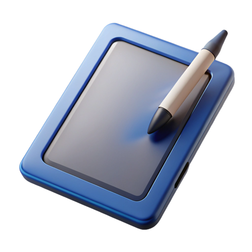 energetic hypnotic Tablet computer with stylus pen with Transparent Background detailed png