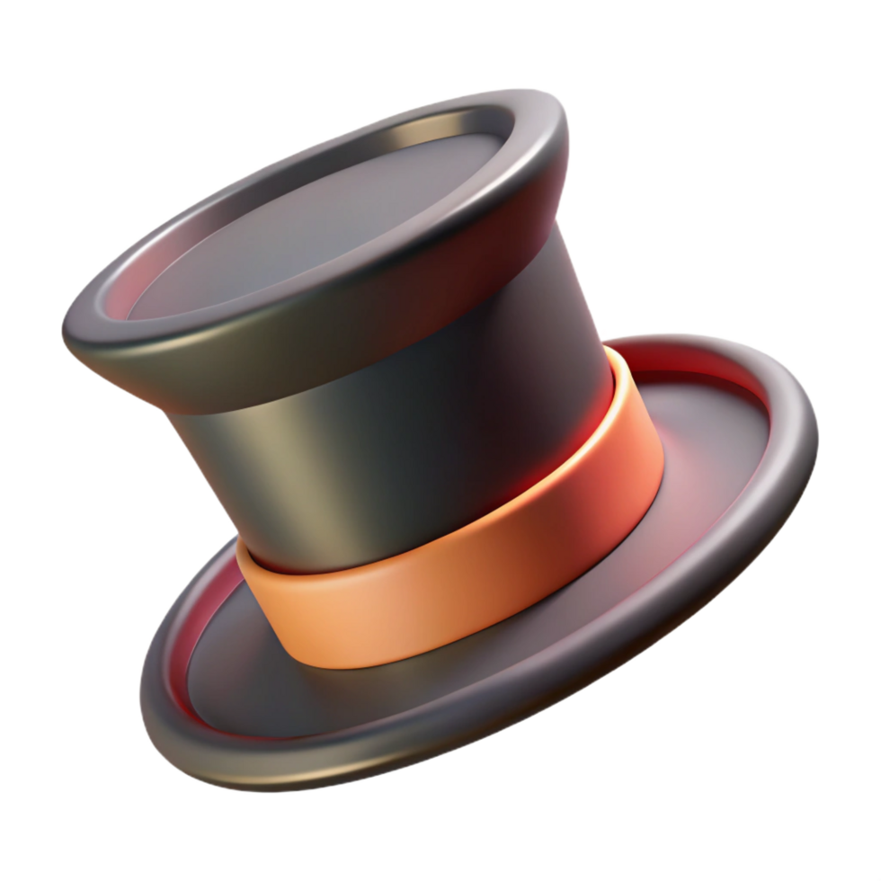 alluring industrial Concept art style, isolated cutout of a vintage top hat with Transparent Background fine detail png