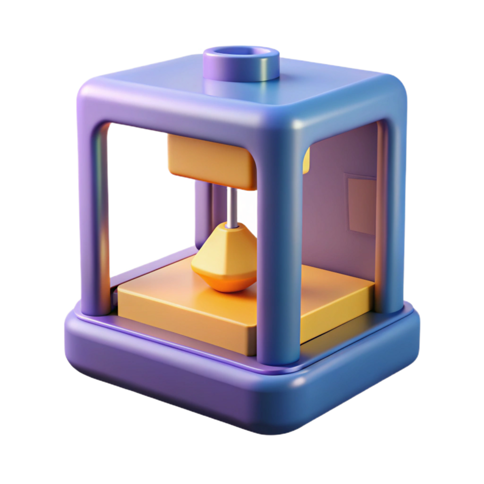 dynamic radiant D printer creating an object with Transparent Background studio quality png