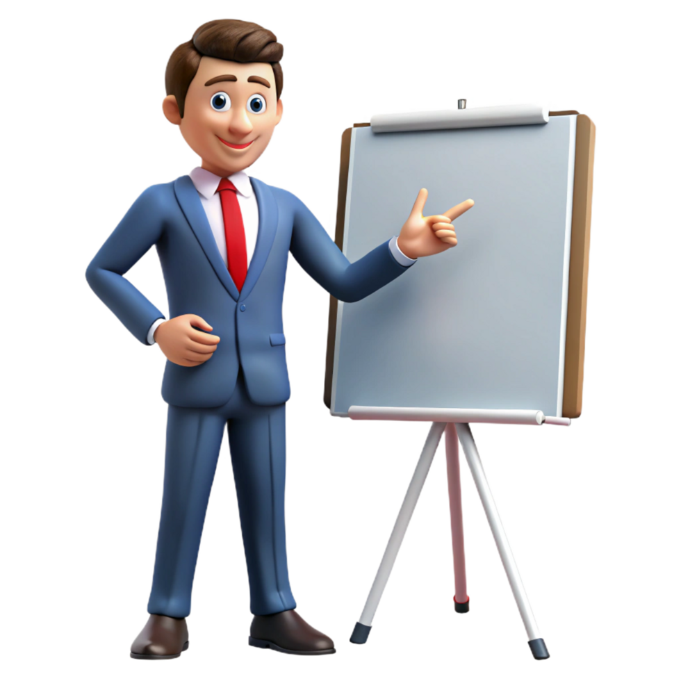 dramatic exquisite Businessman giving a presentation, with Transparent Background high resolution png