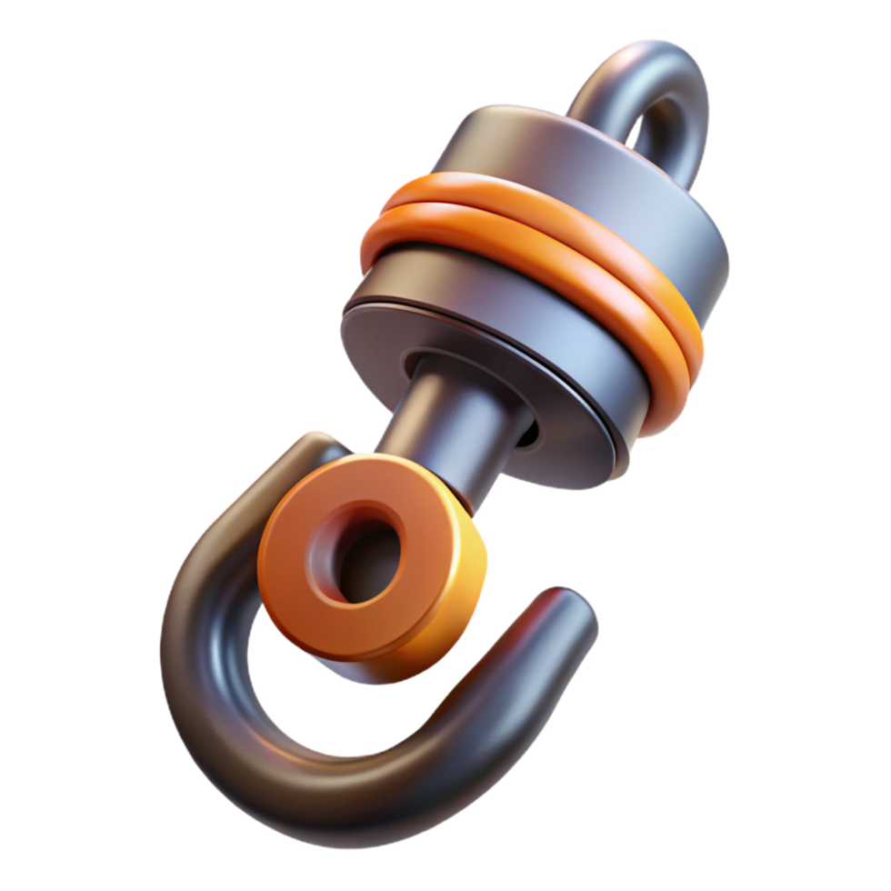dramatic exceptional Concept art style, isolated cutout of a high-tech grappling hook with retractable cable with Transparent Background png