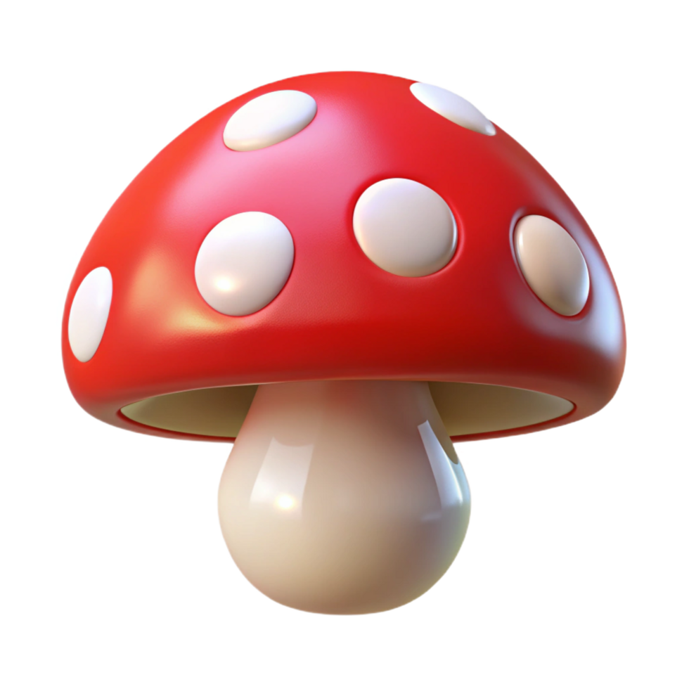 enchanting dreamy renaissance Mushroom with red cap and white spots with Transparent Background high quality png